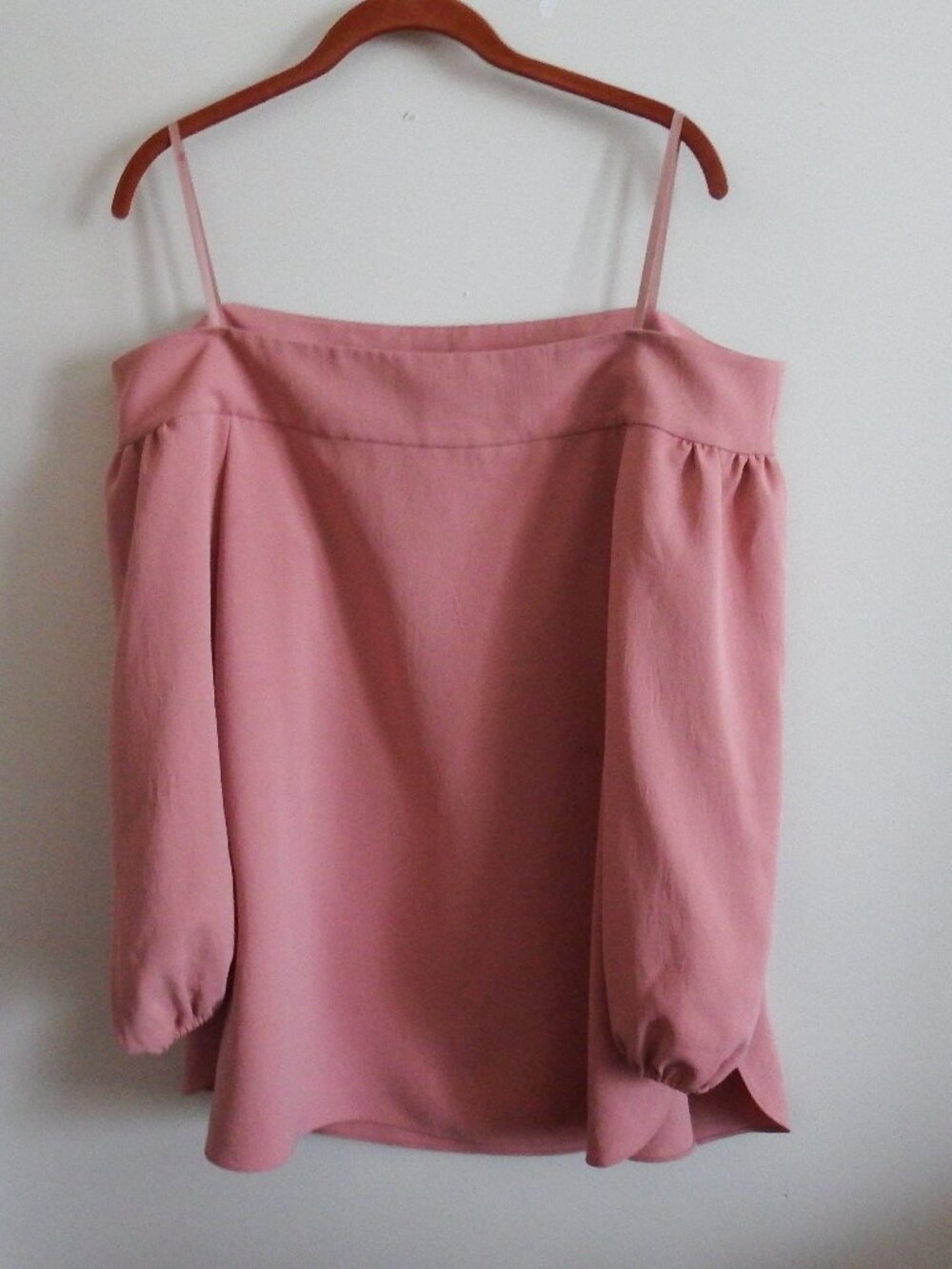 Tibi Womens Coral Off-Shoulder Bubble Sleeve Top 10